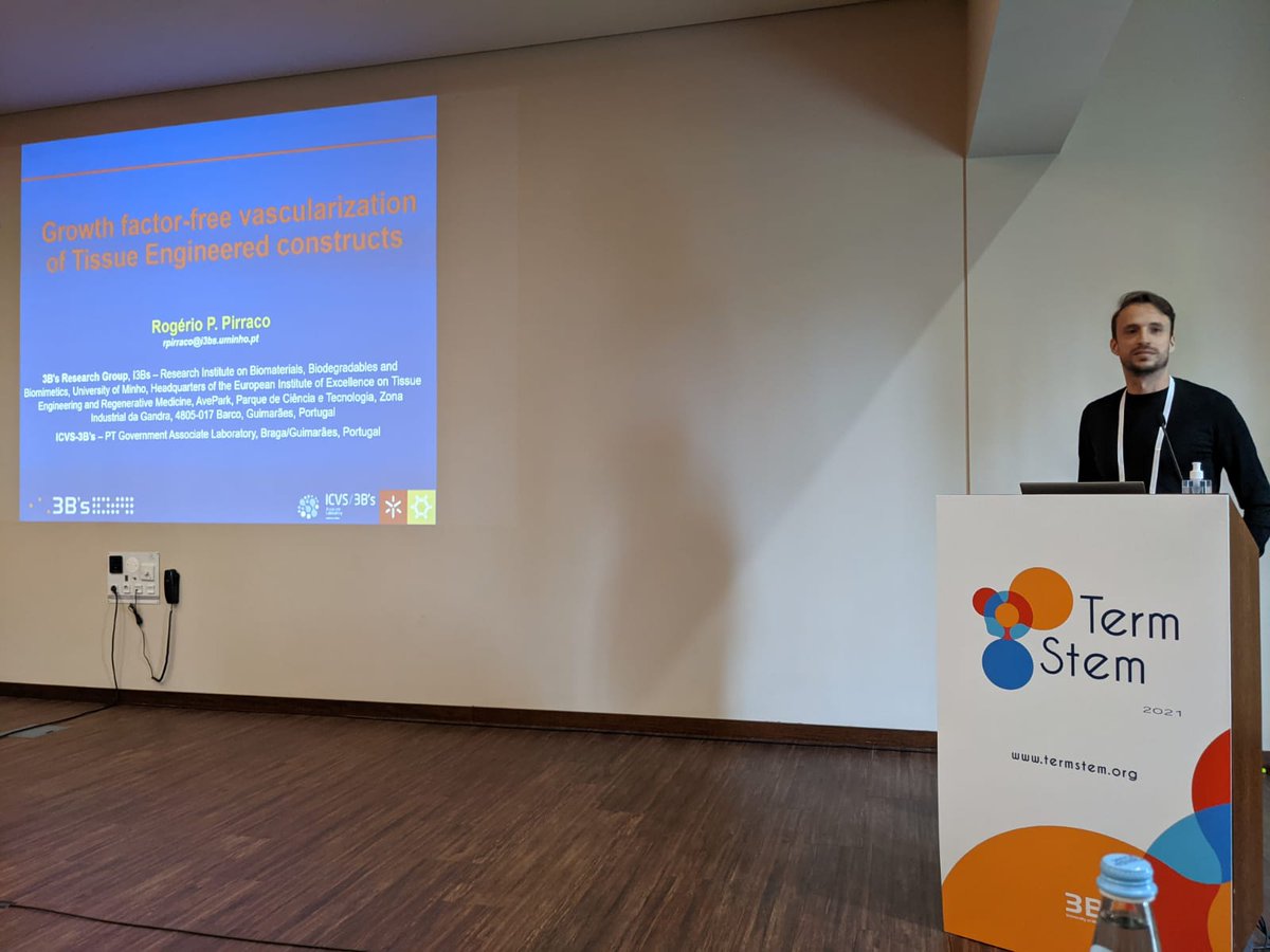 OlesiaDudik8's tweet image. Fascinating talk by Dr. Rogério P. Pirraco from @3bsuminho on growth factor-free approach  for #vascularization in tissue engineering at #TERMSTEM2021 conference