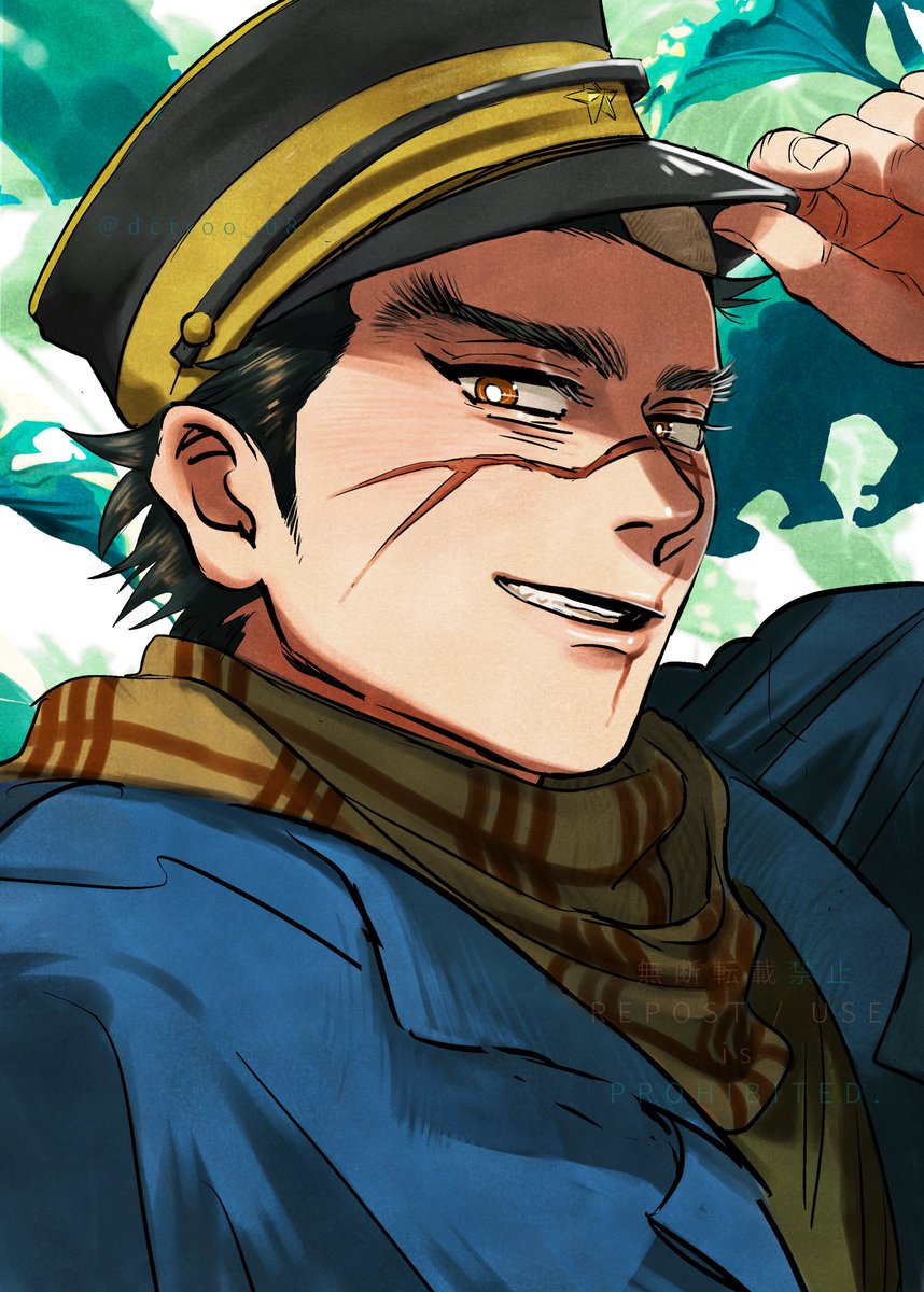 sugimoto saichi male focus 1boy hat scar solo brown eyes scar on face  illustration images