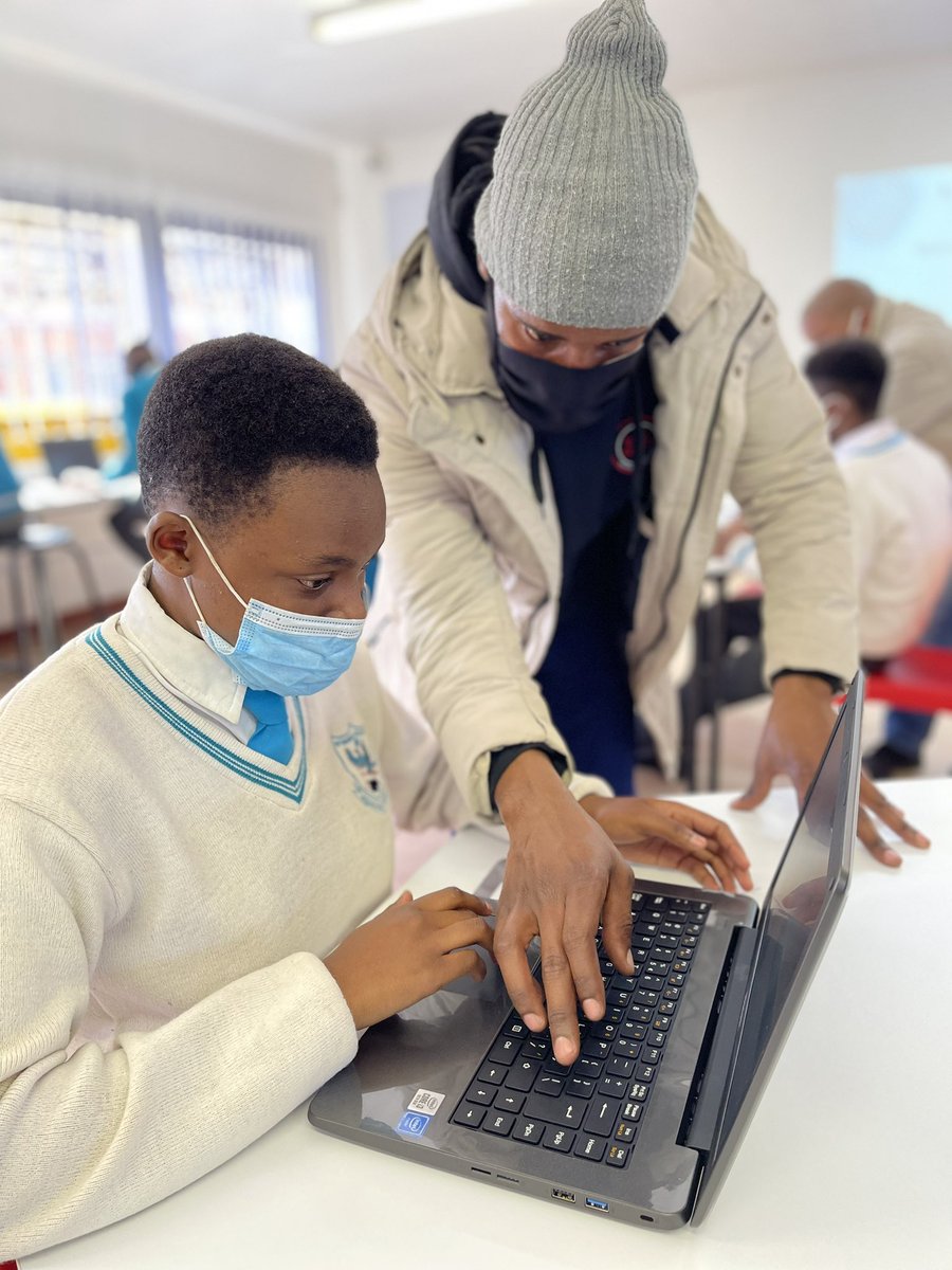 TrevorNoahFdn's tweet photo. Weโre doing a demo facilitation with matriculants led by ITEโs at Siyabonga Secondary. #ICT #EdLaunch #LearningCentreLaunch https://t.co/pXSbj3yDh0