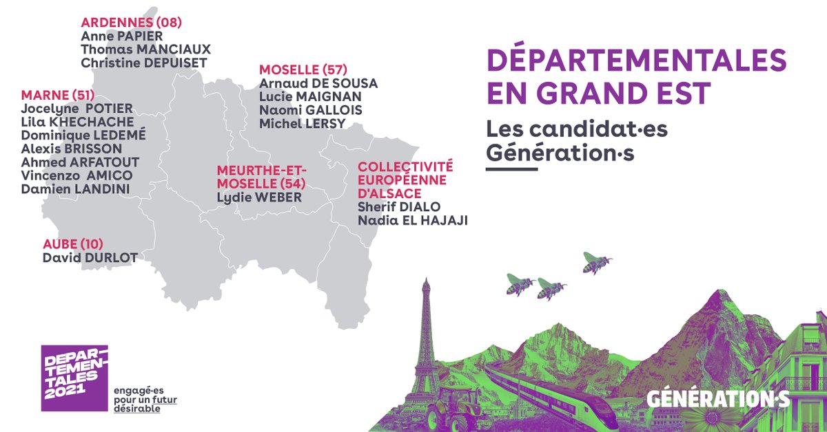 Dans 2 jours, on vote 🗳

Dans le Grand Est, Génération.s s'engage avec <a href="/aurelifil/">Aurélie Filippetti</a> !

Pour un futur durable et désirable, retrouvez nos candidatures aux élections départementales et régionales👇