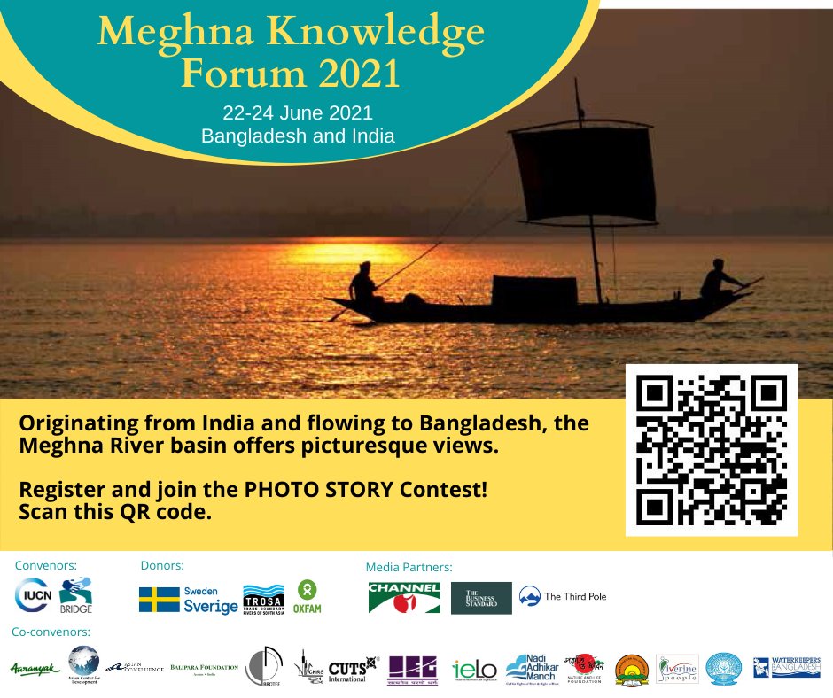 Join the biggest gathering of experts and professionals on transboundary water management in the Meghna River Basin.
Register to the Meghna Knowledge Forum 2021. 
Scan the QR code on the poster below or visit this link to register: qiqochat.com/e/meghna-knowl…
#MKF2021 #BRIDGEMKF2021