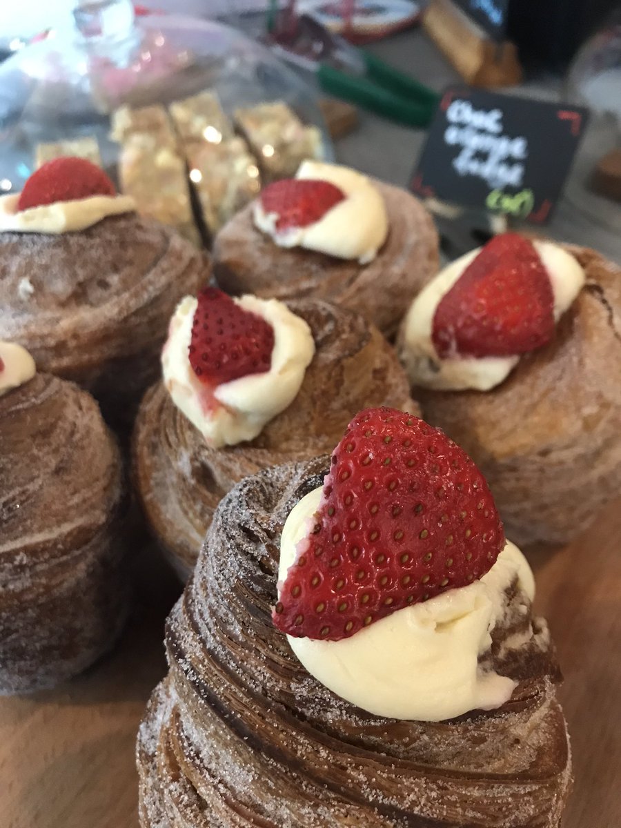 Plenty of delicious treats in shop - including these strawberries & cream cruffins! See you later folks! #leedsfoodie #leeds #independentleeds #leedsindiefood
