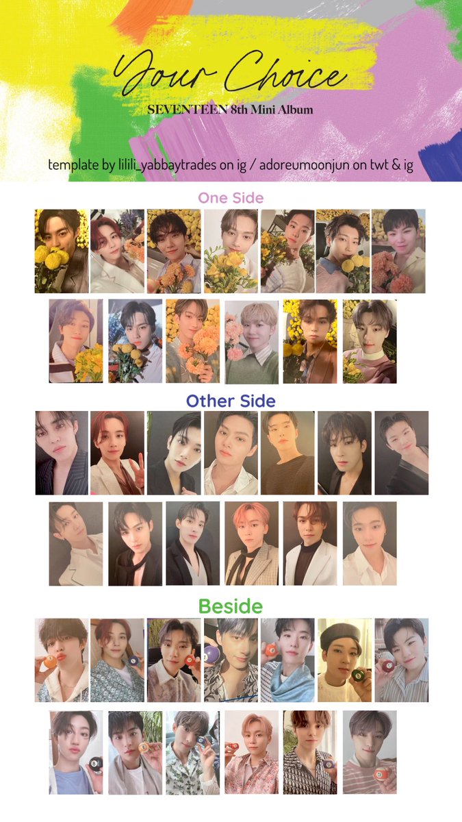 💎 COMPLETE OT13 Seventeen Your Choice Photocard Template. One