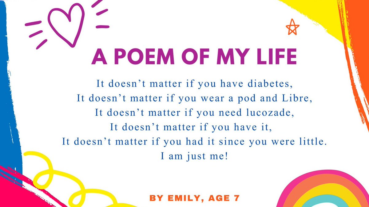It's #DiabetesAwarenessWeek and this year's theme is listening to those living with diabetes. Our children's diabetes team were genuinely moved by a poem written by a young person under their care; they were so proud they wanted to share it! 💫💙

#DiabetesStories <a href="/DiabetesUK/">Diabetes UK</a>
