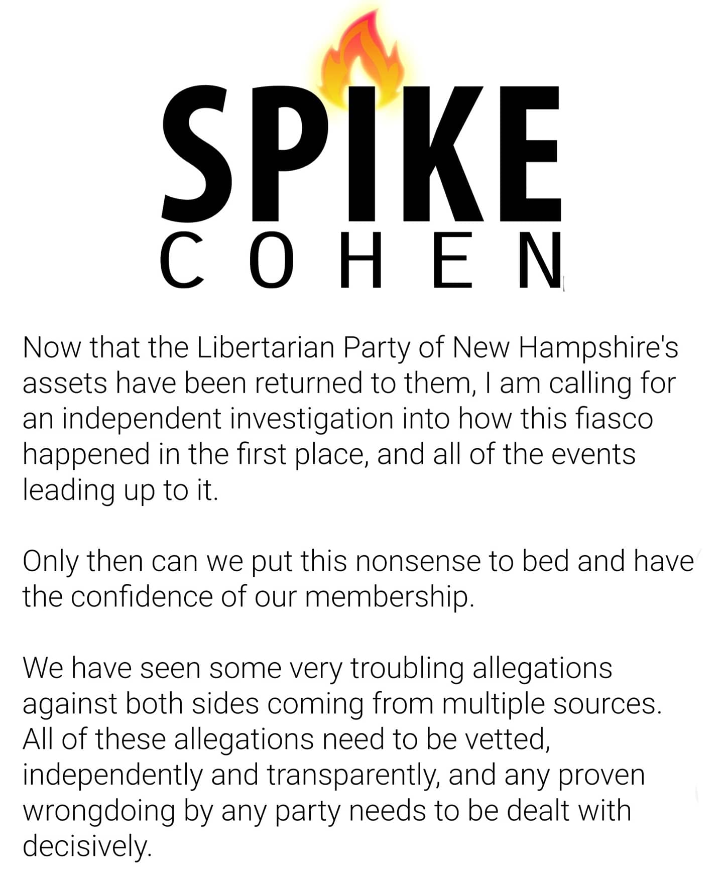 Spike Cohen on Twitter "My statement regarding the ongoing LPNH issue https//t.co/e6sKvxhU3P