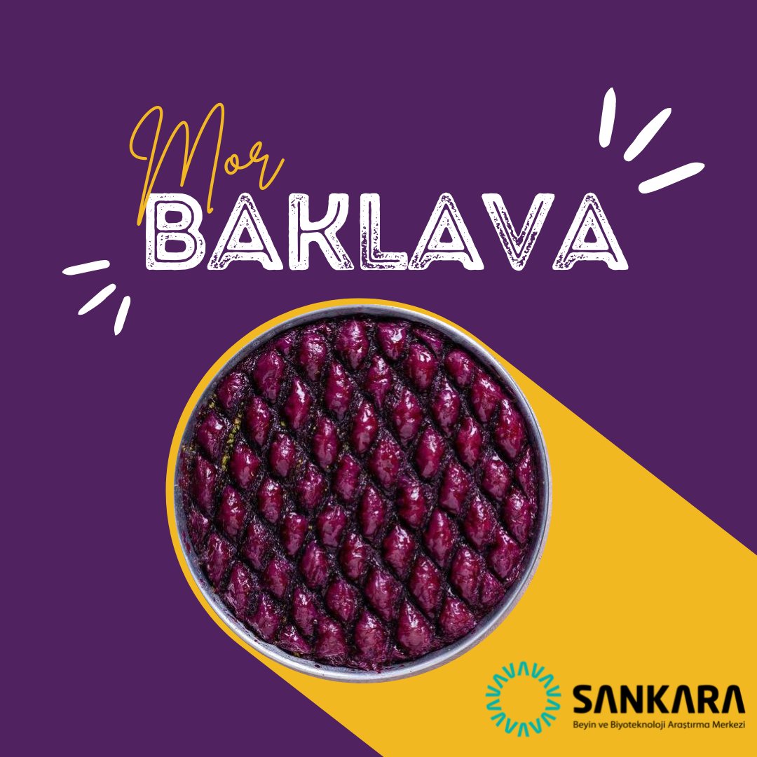 Mor Baklava, Sankara Mormiks'in içerdiği 'Antosiyaninler' sayesinde düşük glisemik indekse sahiptir. Tüketildiğinde kana karışma hızı daha yavaş olacağından şekerin ani yükselmesini engellemektedir. #mormiks #morbaklava #morekmek #mor #Purple   #fonksiyonelgıda #baklava #vegan