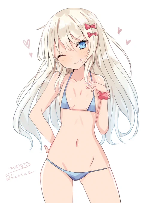 「テートク、ほらほら、どーお?」マイクロビキニのグレカーレ
#艦これ版深夜の真剣お絵描き60分一本勝負 
#艦これ版真剣お絵描き60分一本勝負_20210617 