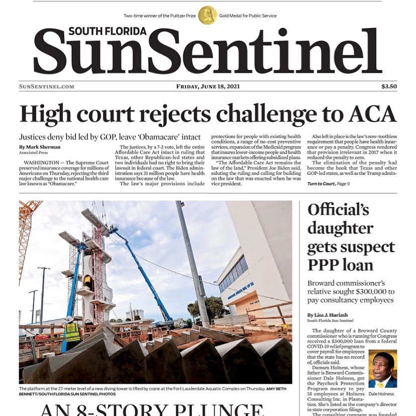Exciting news for my International Swimming Hall of Fame client! Front page of the SunSentinel! BIG things happening at ISHOF!
