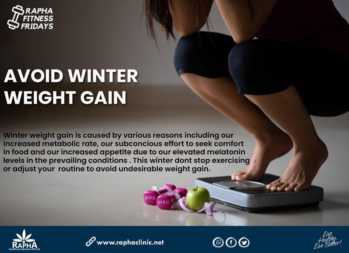 Winter Weight Gain Is Real. If your goal is to maintain or loose weight this winter, then watch out for it!

#FitnessFriday #WinterWeightGain #WeightGain #WeightLoss #Fitness #FitnessMotivation #Goals #BodyGoals #Exercise #Harare #RaphaCares