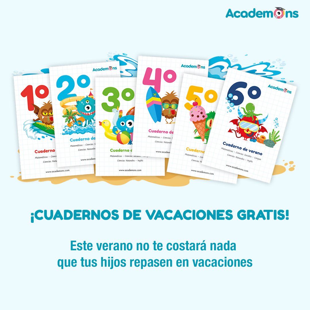 ¡Os regalamos los cuadernillos de refuerzo de verano para que este año repasar no os cueste nada 💸! 

🖨️ PDF descargable con 50+ actividades diseñadas por maestros de Primaria.
📚 Ejercicios para repasar principales asignaturas. 

Link: academons.com/cuaderno-de-va…