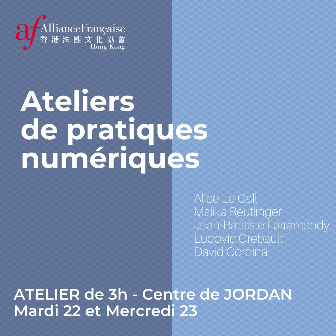 w2YDAvid's tweet photo. 5 sessions d'ateliers de 3h de pratiques numériques avec @LarramendyB @LGrebaut Alice et Malika, et moi-même. #BELChk Descriptifs : https://t.co/gC1qim6ocU #FLE #belc #formationPROF à @afhongkong - 22 et 23 juin 2021 https://t.co/y1uKSySEW1