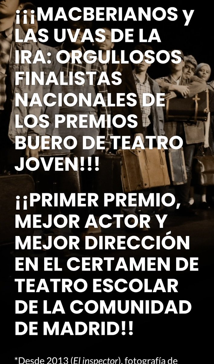 En nuestra página web podéis seguir toda nuestra trayectoria e incluso ver las obras si os apetece:

🎭🎭🎭🎭🎭🎭🎭🎭

…rodeliesnarcismonturiol.wordpress.com
#Macberianos #TeatroEscolar #Parla
