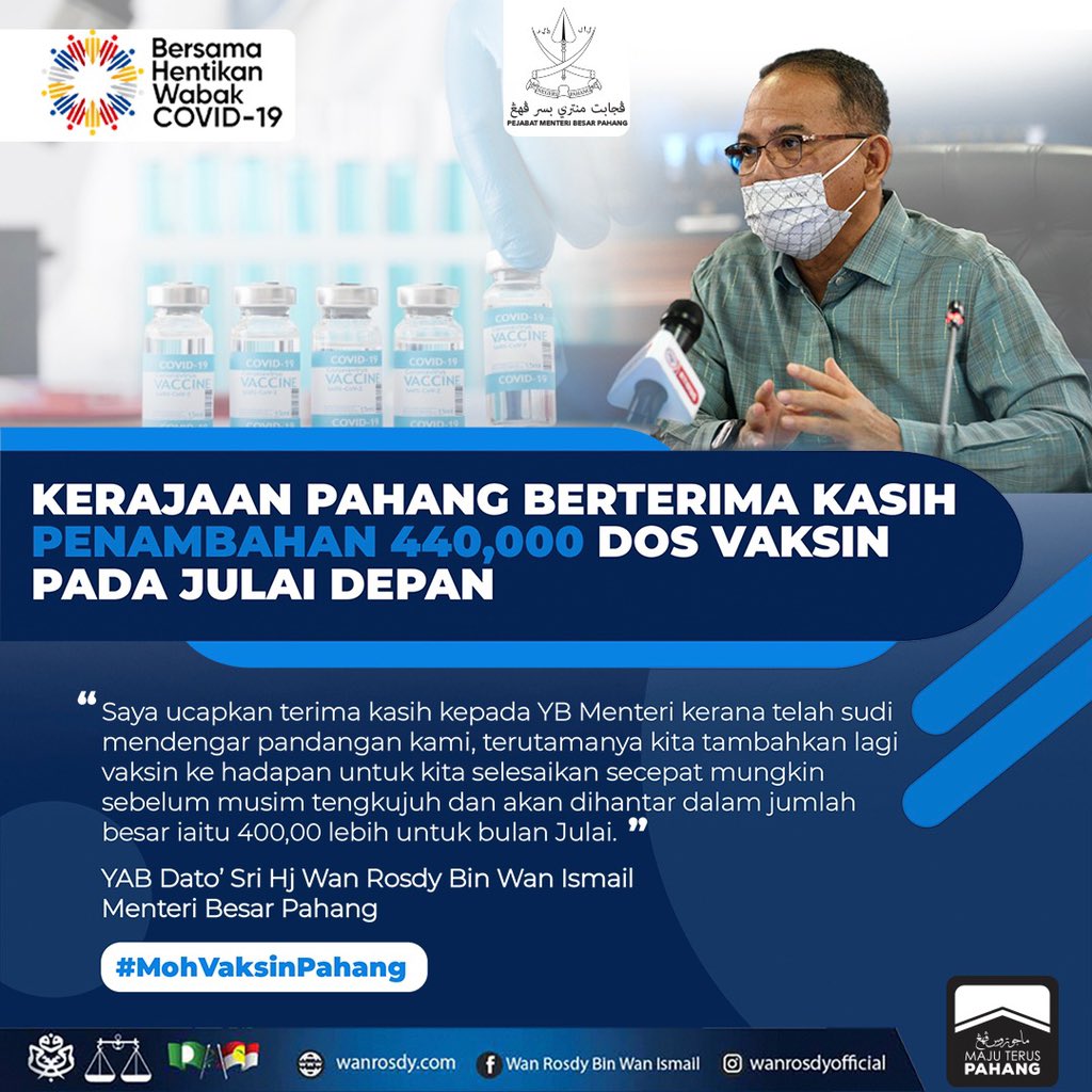 more vaccine for Pahang in July
