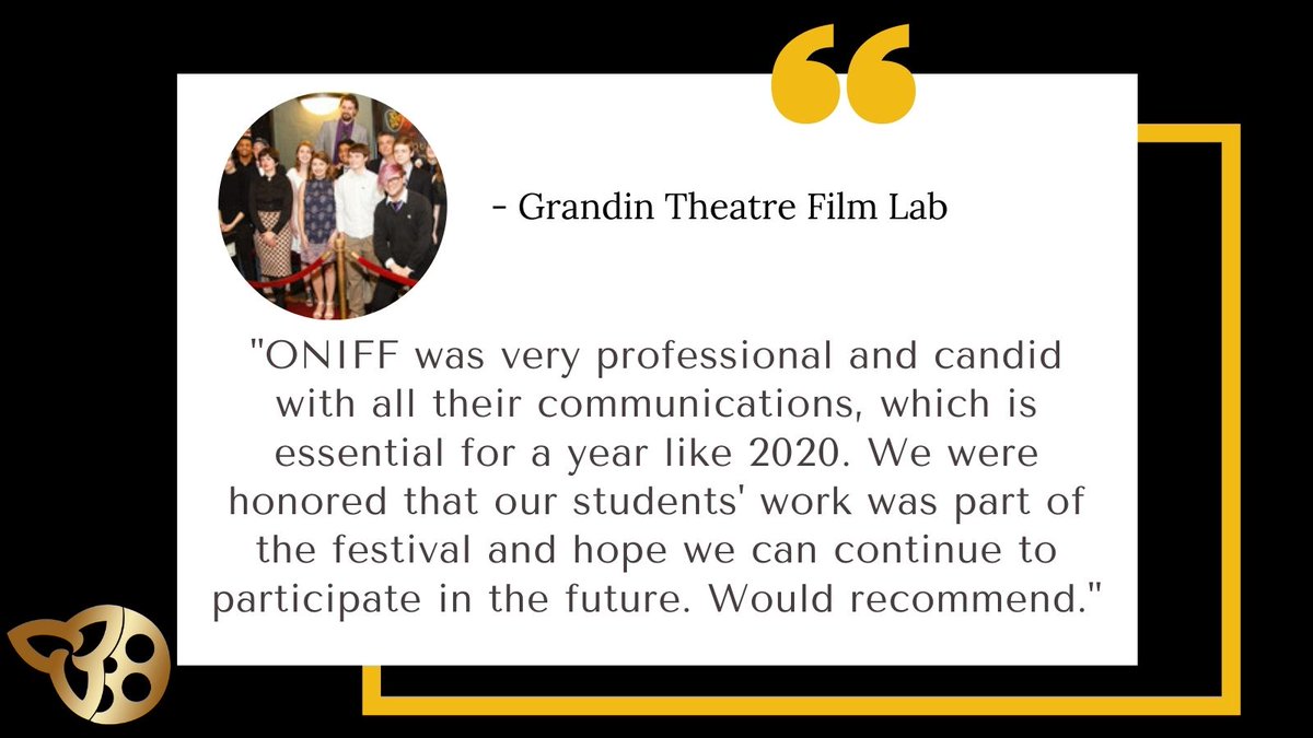 oniff_'s tweet photo. Thank you Grandin Theatre Film Lab for your kind words. ❤️ 🎬 🎥

Submit your film to ONIFF2021 NOW: 
https://t.co/XI3pTN2BlA

#ONIFF #filmfestival #quoteoftheday #thankyou #GrandinTheatre #studentfilm #toronto #filmmakers https://t.co/9EdKhUb5rm