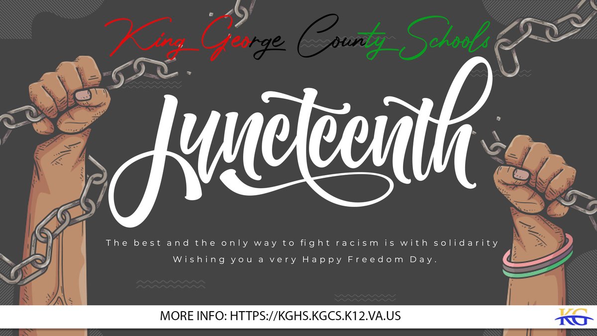 KGCS Families - KGCS will be closed June 18, 2021 and will reopen Monday, June 21, 2021 in celebration of National Freedom Day/Second Independence Day/Juneteenth.