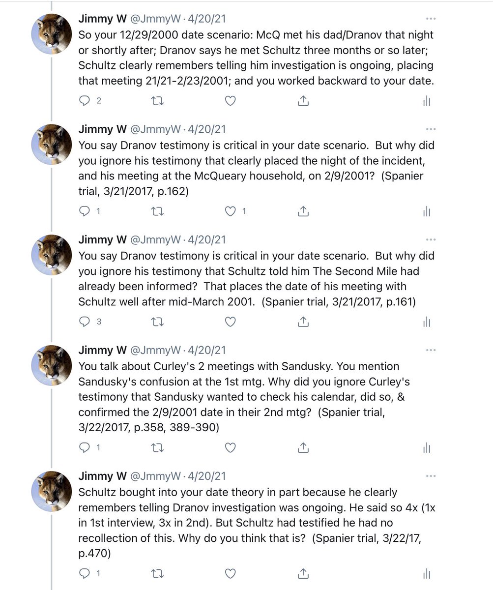 JmmyW's tweet photo. @Zigmanfreud @Adlee7873 @LizHabib Scroll up a few tweets in this thread to find the questions.  Or look in the image for a copy.  This is 3rd time I've sent you this image.

Your date theory isn't strong. You ignored testimony from Curley &amp; Dranov that refute it.  And you continue to ignore my questions about it. https://t.co/7YaGJjJ2Zd