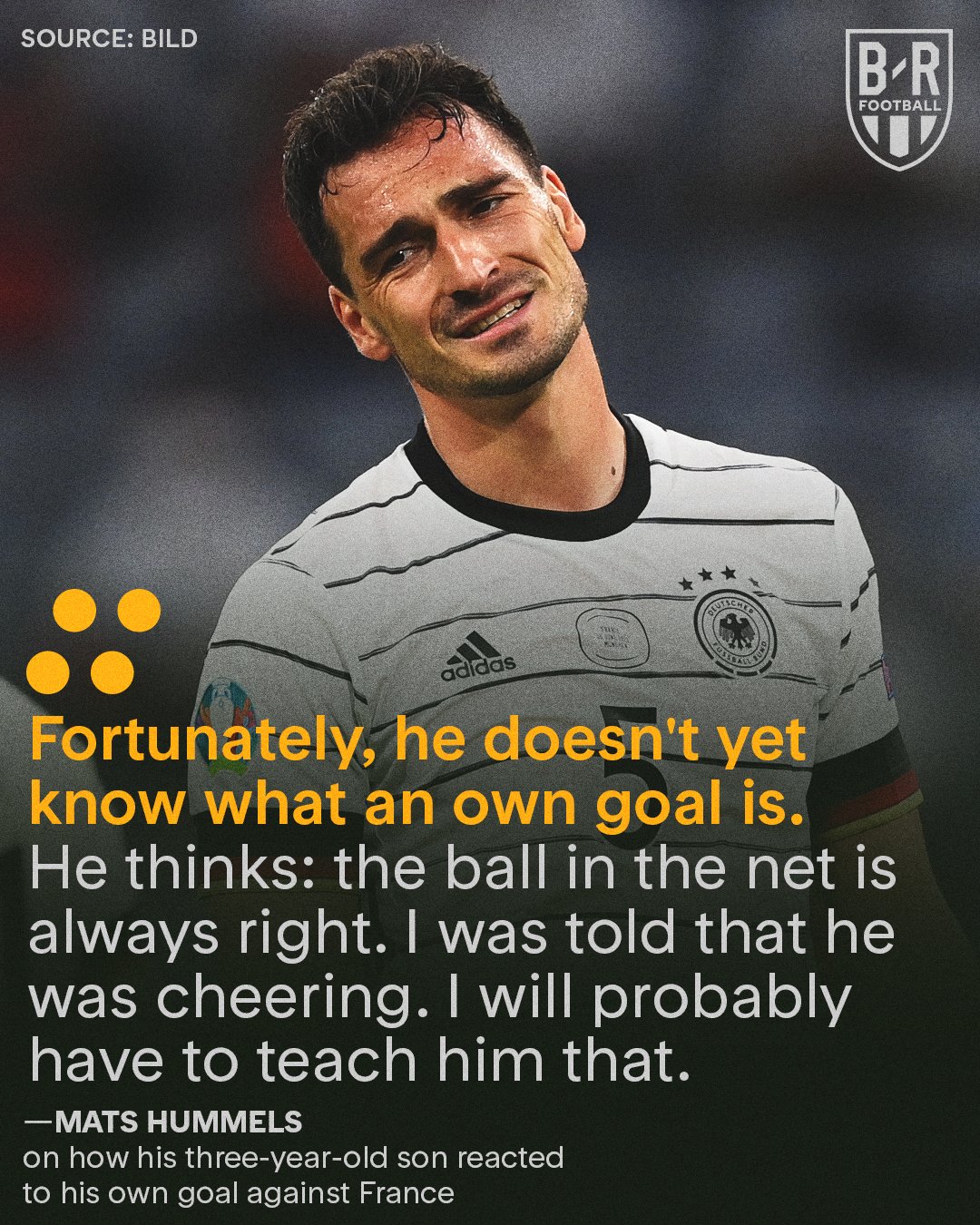 B R Football Ø¹Ù„Ù‰ ØªÙˆÙŠØªØ± Mats Hummels Said His Three Year Old Son Cheered His Own Goal Against France Because He Doesn T Understand What Own Goals Are Yet Https T Co Zxkubrr8so