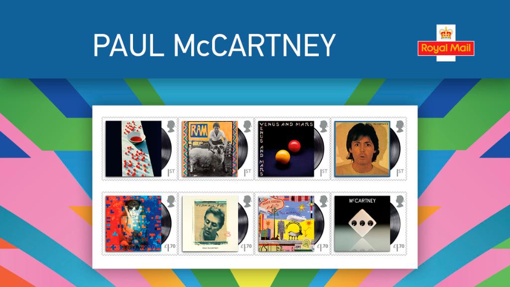 Picture showing the main 8 stamps in our Paul McCartney special stamp release. 