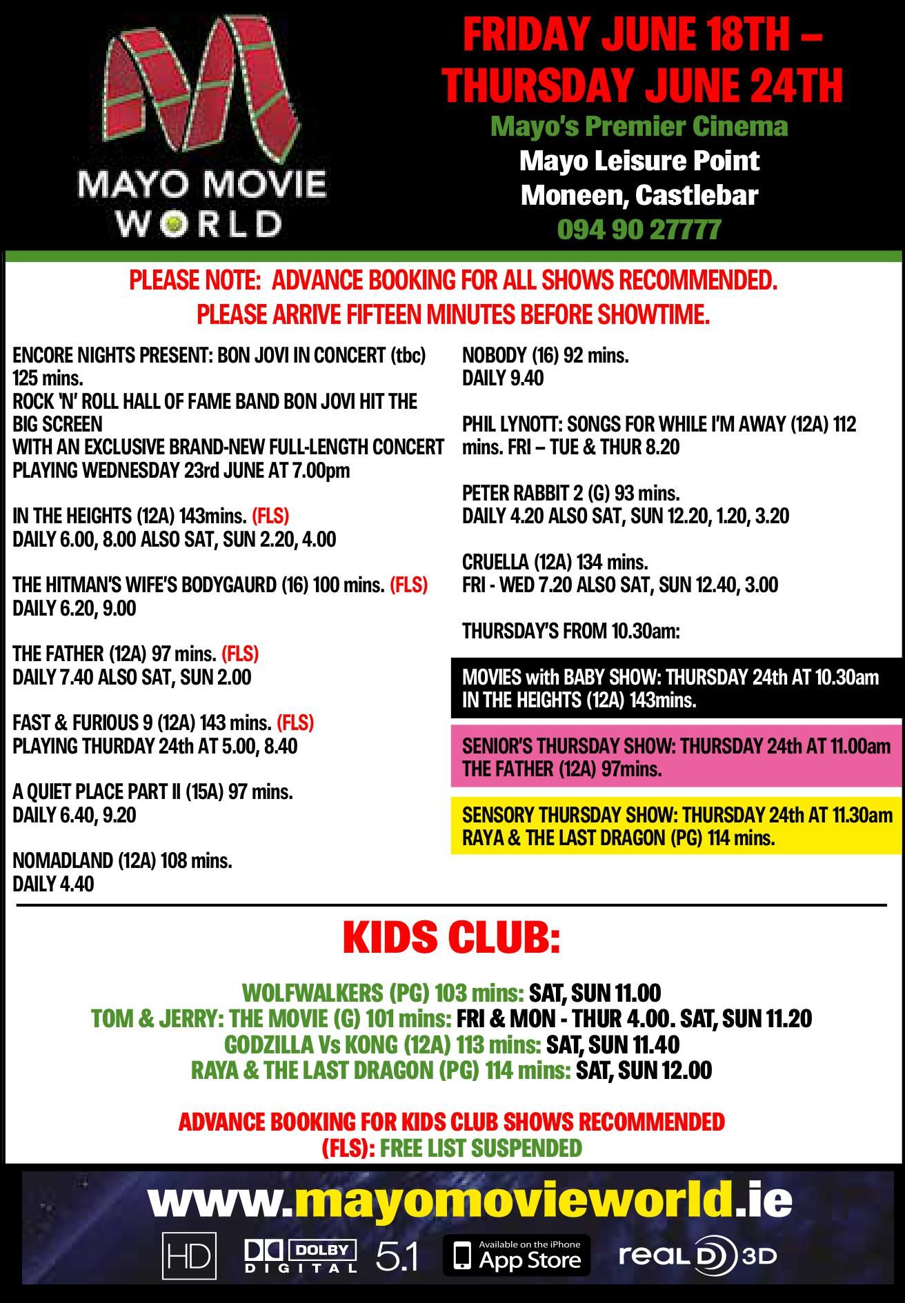 Mayo Movie World on X Our Movie listings for the week Friday 18th Thursday 24th https t GMJ3V8Jjuc X