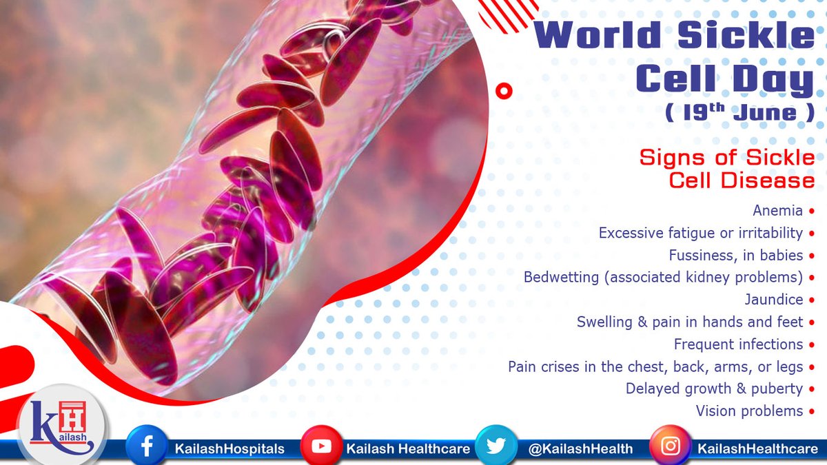 KailashHealth's tweet photo. Sickle cell disease is an inherited condition that can have life threatening consequences. Learn about its symptoms.

#SickleCellDisease #SickleSymptoms #sicklecellanemia #jaundice #DelayedGrowth https://t.co/FfbEwl4dAN