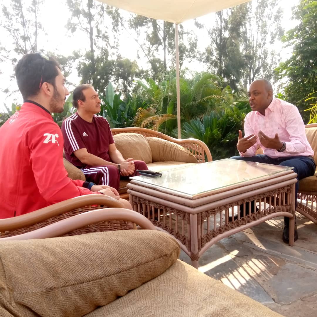 cyclingrwanda's tweet photo. A Qatari delegation led by HE Abdulla Bin Mohammed A. Al Sayed the ambassador of the state of Qatar in Rwanda met with FERWACY President @AbdallahMurenzi and discussed possible collaboration in organising races in #Rwanda, Team Rwanda training in Qatar and Cyclo tourism 1/2 https://t.co/JWAh6gOwYs