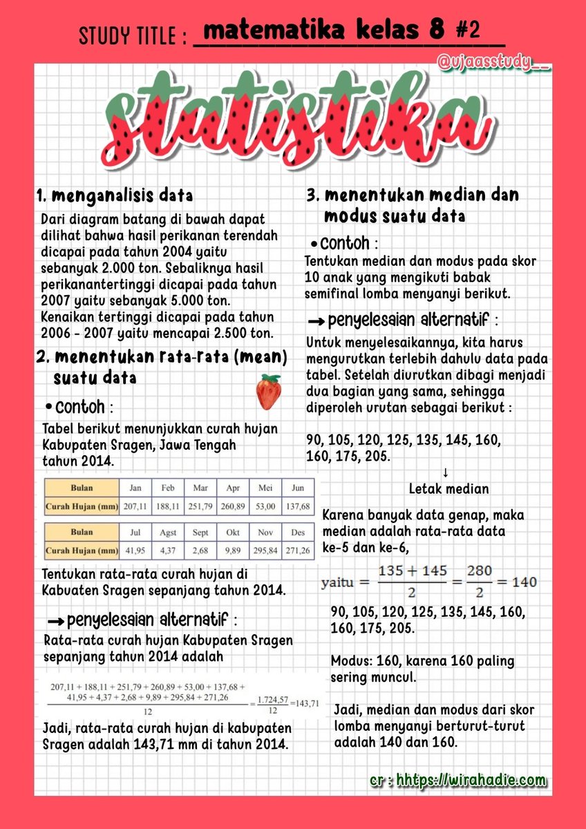 ujaasstudy__'s tweet photo. ⎙ catatan matematika kelas 8 ´ˎ-
     ꨄ. statistika

🌻: AHAHAH maap ya fren catatan kelas 8 lagii, labil bgt akunya😭💪🏻

[ #ambisverse #catatankelas8 #studytwt ] https://t.co/SwtoklUh8c