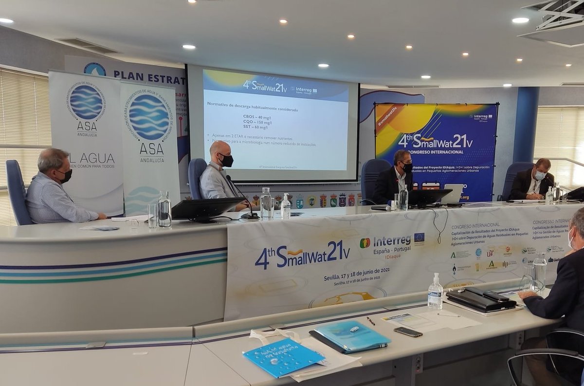 Última mesa de #Smallwat21v sobre depuración en pequeñas aglomeraciones. Retos tecnológicos, gestión y gobernanza con <a href="/PromedioBadajoz/">Consorcio Promedio</a> <a href="/aguas_algarve/">Aguas Do algarve</a> <a href="/ASA_Andalucia/">A.S.A. Andalucía</a> y #ParceiraPortuguesaparaAgua <a href="/Giahsa/">Giahsa</a>