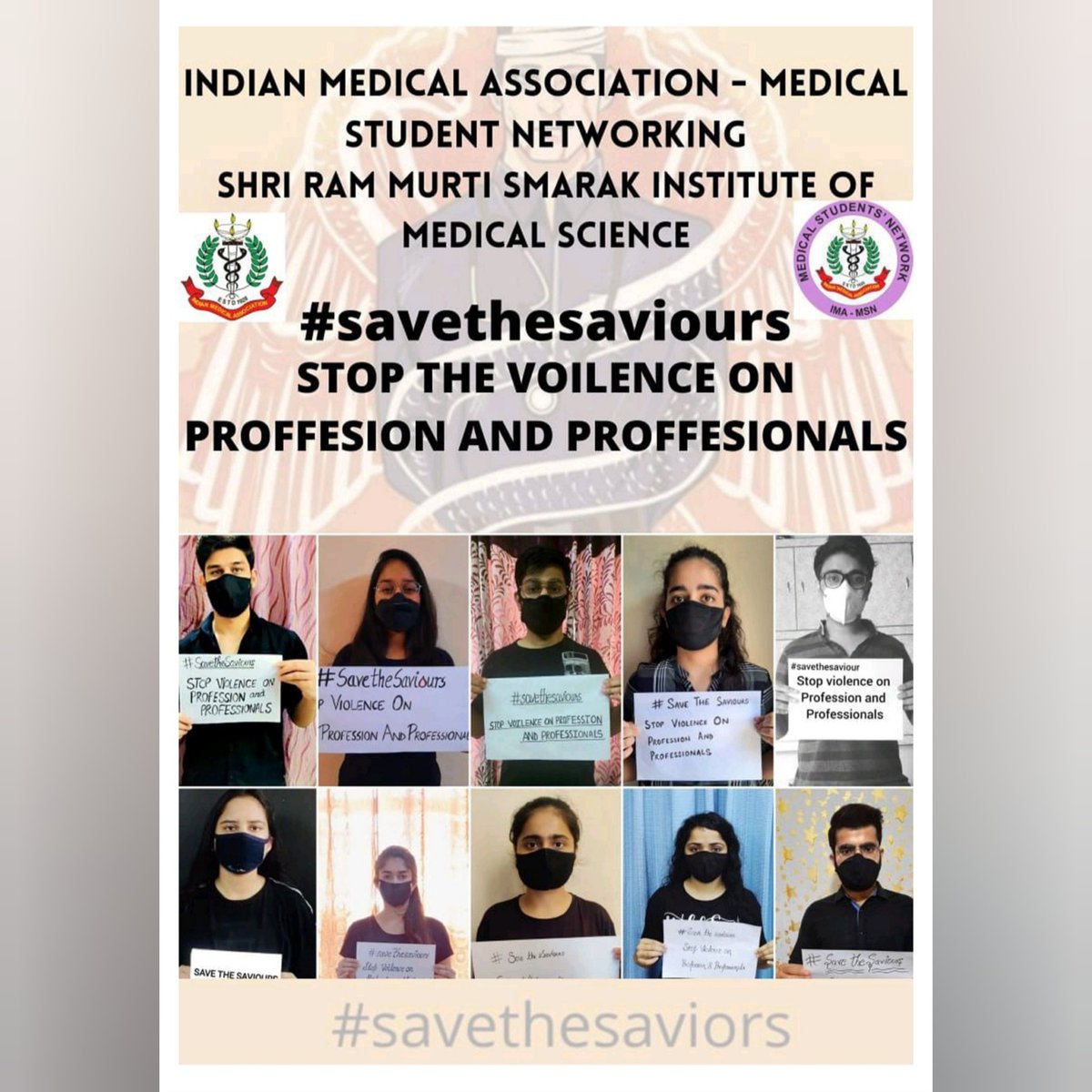 imamsnup's tweet photo. IMA MSN SRMS-IMS, UP
NATIONAL PROTEST DAY
18TH JUNE 2021

#SaveTheSaviours 
#StopViolenceAgainstDoctors 

@HqsMsn @IndianMedAssn @IMAIndiaOrg @imajdnnational @imamsnup  @jayalal10 @DrJayeshMLele1 @LakhanPGupta @Sakshi_Singh04 https://t.co/0mhWPfdTw8