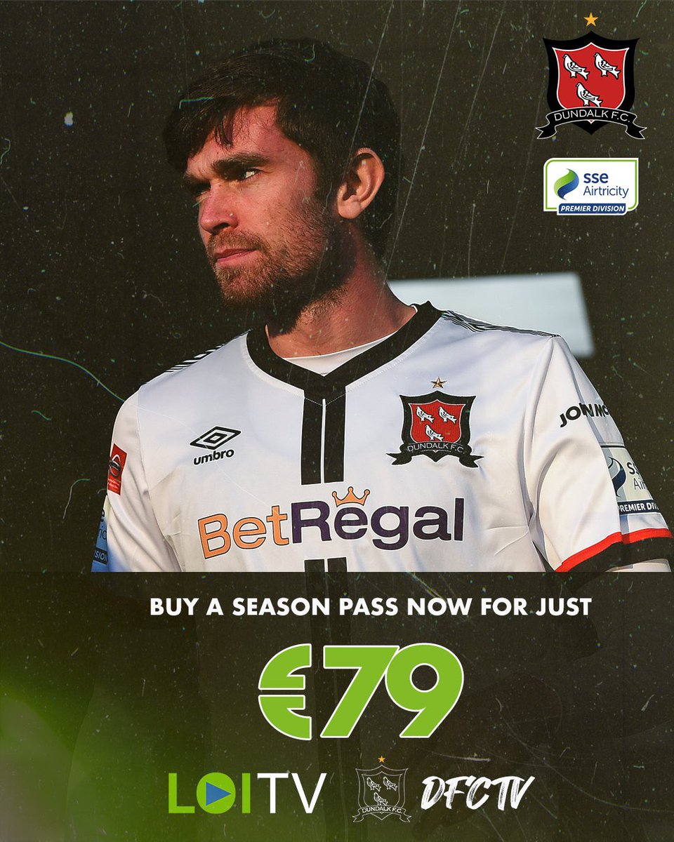 DundalkFC's tweet photo. ποΈ #LOITV codes have been sent out to all Season Ticket holders and annual Patreon members.
π» A season pass for the new #LOITV service is now available for just β¬79 or β¬5 per game.
π All of our home games will be produced by #DFCTV.
https://t.co/7wiariOhXV https://t.co/R9bEr5Q2F6
