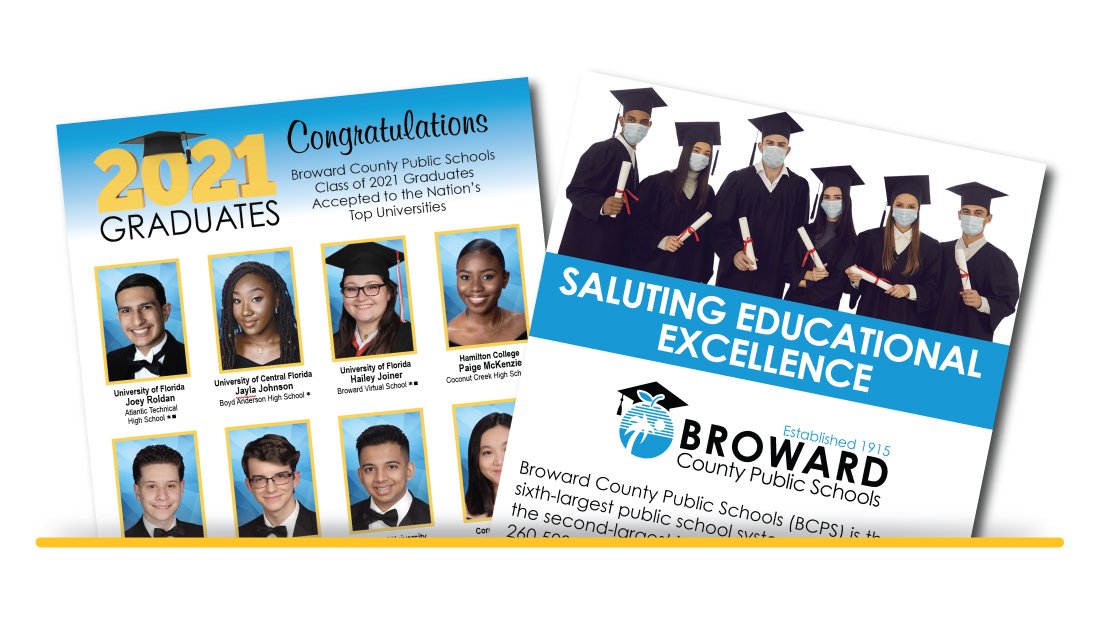 browardschools's tweet photo. Congratulations 2021 graduates accepted to the nation’s top universities. Check out the special feature on @browardschools graduates and the many educational opportunities available at our high schools in the print edition of @SunSentinel this Sunday, June 20.  @GFLAlliance https://t.co/NXX0JTcLfG