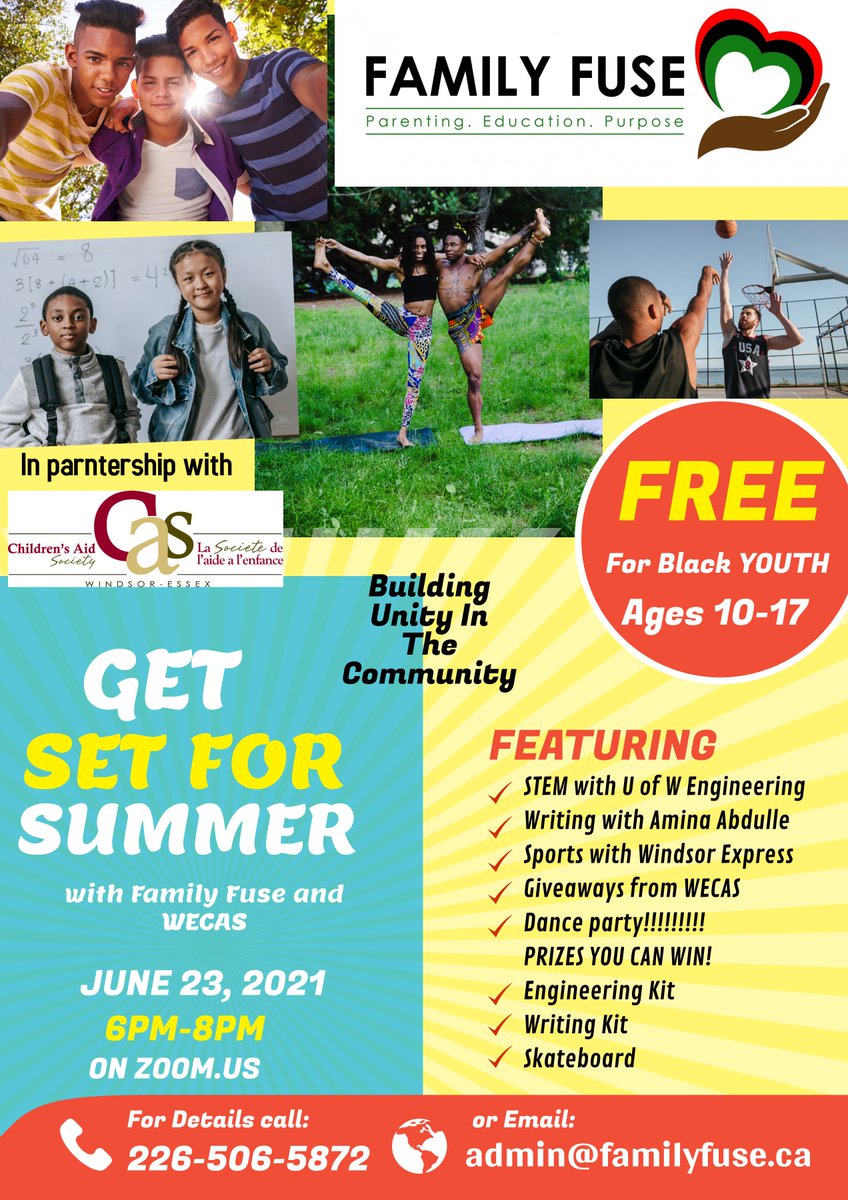 gecdsbpro's tweet photo. .@FamilyFuseCan is hosting an awesome virtual event for Black youth in partnership with WECAS on June 23rd. Get set for summer with giveaways of over $1500, music, movement, sports, STEM and more! Visit https://t.co/4jwtbNRdgM to sign up today! https://t.co/XdxFznz8c2