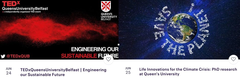 QUBEngagement's tweet image. Big week for #QUBSustainability next week, with TEDx Engineering our Sustainable Future on 24 Jun and Life Innovations PhD Climate Crisis conference on 25 Jun.

For #tedxqub
go.qub.ac.uk/EPSTEDx 

For Climate Crisis:
bit.ly/3w3q7ty