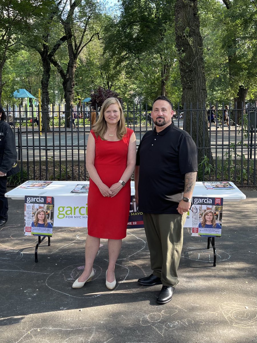 DSNY_Chiefs's tweet photo. USCA VP Al Chorny stands with our next Mayor of NYC, Kathryn Garcia as she meets with the Grand Street Dems in lower Manhattan. Sanitation Chiefs back Kathryn Garcia and you should too…Vote for Kathryn Garcia today!! @NYCSanitation @KGforNYC @NYDailyNews @nytimes https://t.co/62F3OCNcGZ