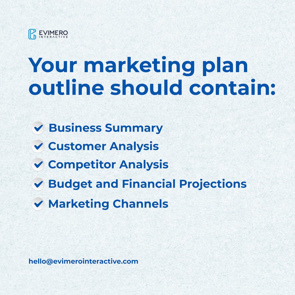 evimerointeract's tweet photo. Here’s a quick rundown of what you marketing plan should have 👀

#EvimeroInteractive https://t.co/kFs5M7ngE5