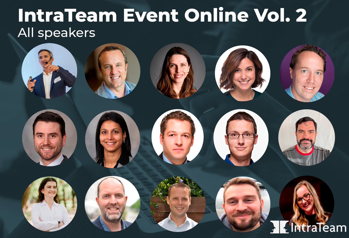 IntraTeam_SE's tweet photo. Have you signed up for #IntraTeam21 Event Online Vol 2, June 22 
See and hear @james_steptwo @danholme @elsua @ninanikolaisen @molnaragnes @R_Cog 
https://t.co/XM8vUnix4s https://t.co/9OnFkg2IrZ