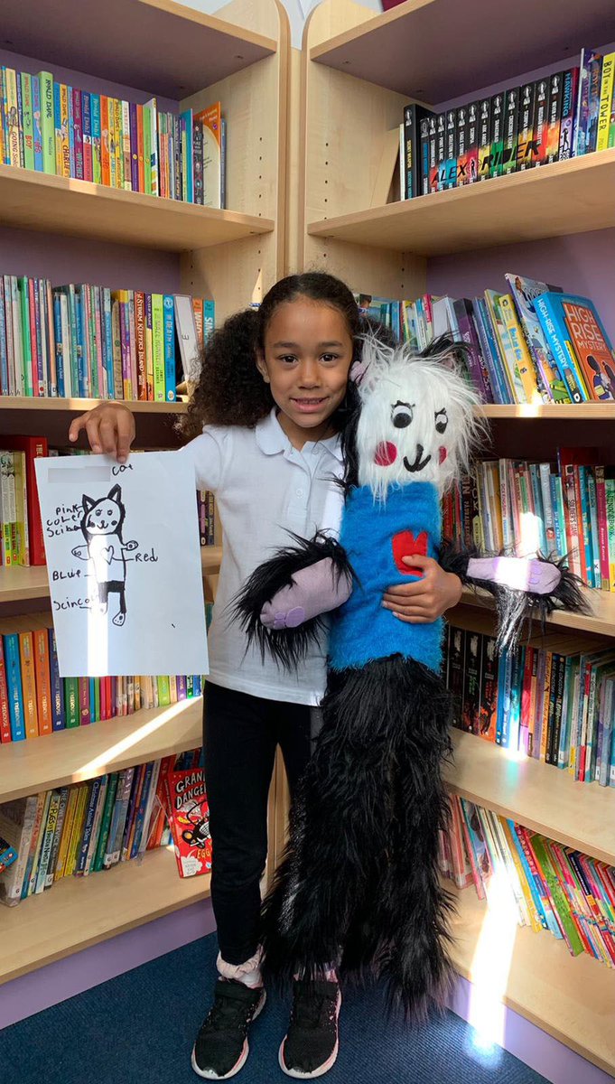 SkeneSquare's tweet photo. A very proud moment for the successful designer of our library character today. Thank you to Miss E, Elaine Grant for this super creation. ‘Library Cat’ now has pride of place on the shelf in the library #missE #vibrantlibraries https://t.co/7Y6X0e3bSD