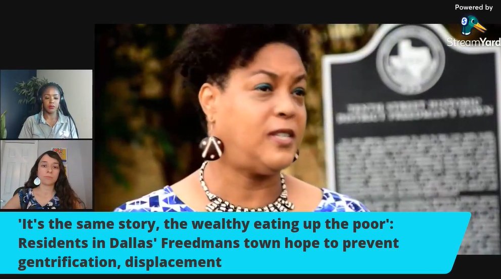 EvelynMayo14's tweet photo. @ICPDallas's @Demetria1913 and Jennifer Rangel highlight the impact City policies have had on #FairHousing in #TenthStreet on @wfaa. https://t.co/shTxYcqT05