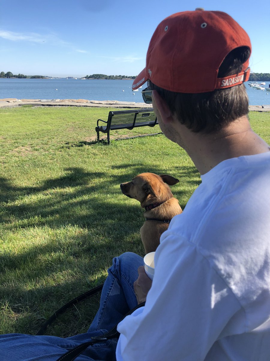 FatherTim's tweet photo. Good way to start the day. #dog #coffee #HinghamHarbor #ohandspouse https://t.co/rUKpRQoDNb