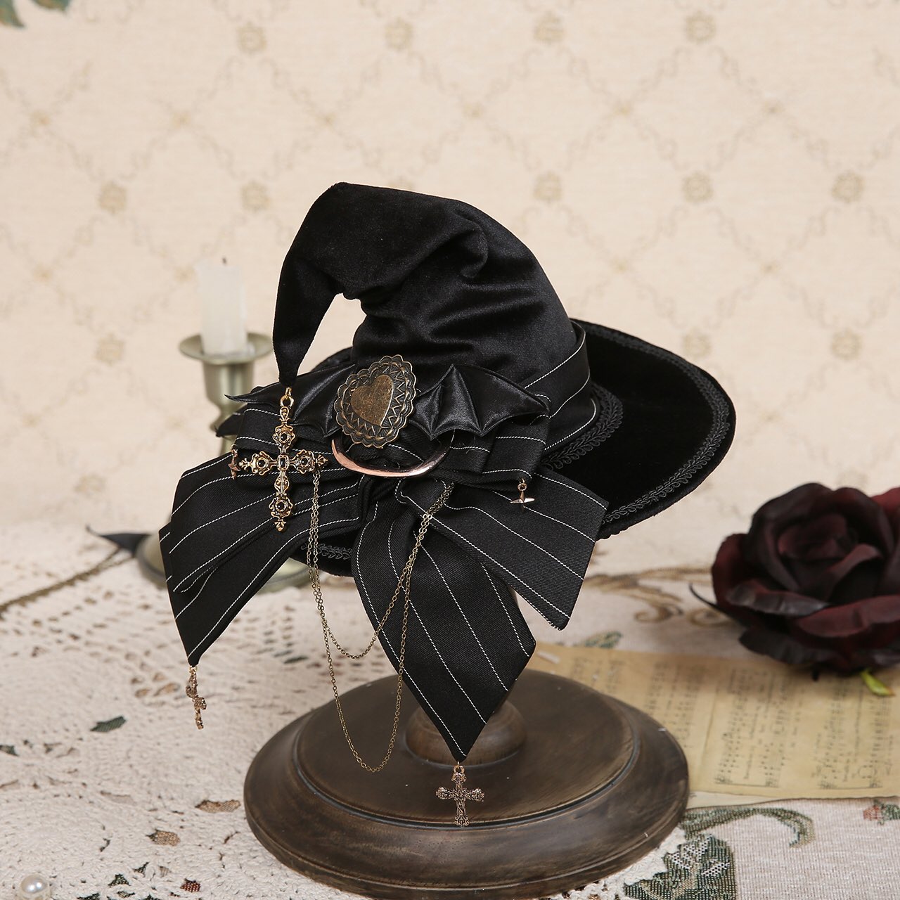 星箱works 帽子 西洋人形魔法 ボンネット ブラック HoshibakoWorks