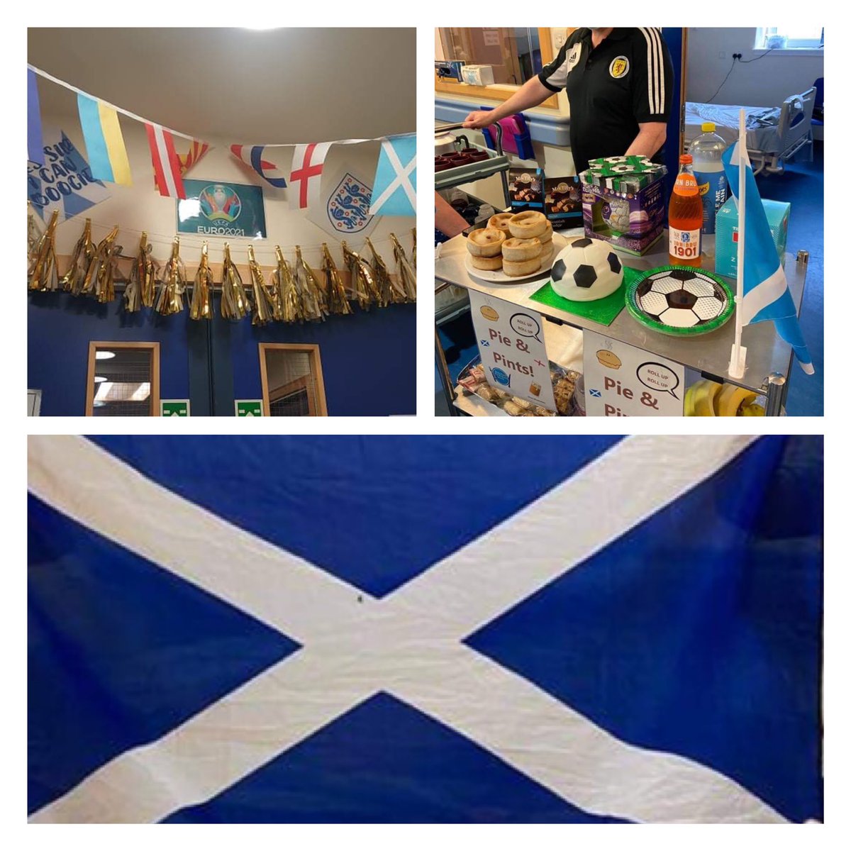 Ward 203 themed tuck shop today of pies and “pints” to watch the football game! #team203 #piesandpints #yessiricanboogie #Scotland #ScotlandvsEngland #football #tuckshop  #foodfluidnutrition #happypatients #patientcentred @RIE_Lothian @ovens_jamie @kerrydannlivec1 @Chelsea_2312