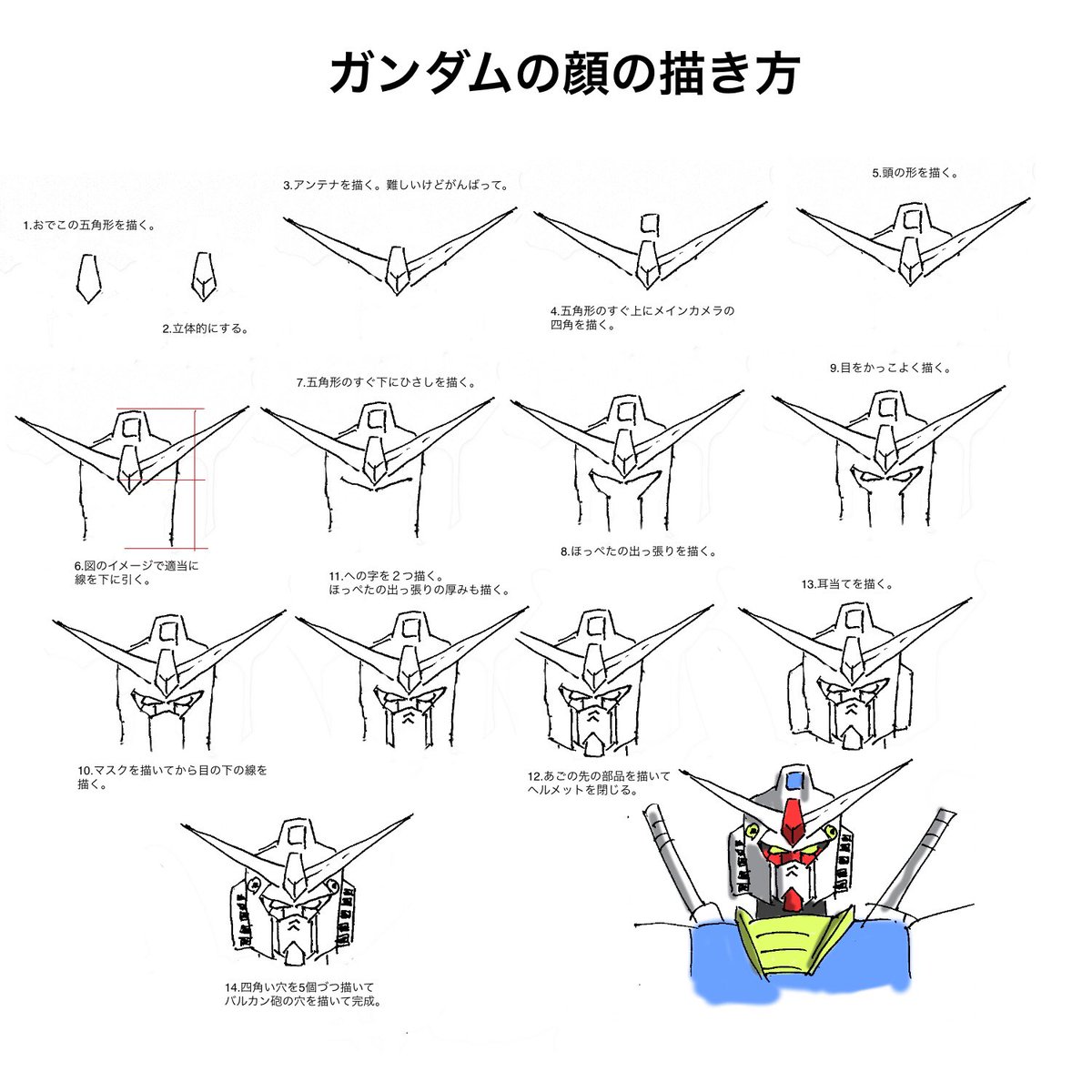 俺の考えたガンダムの描き方です ガンダム描きたいけど描けなかった人は試してみてく ザ パンサーのイラスト