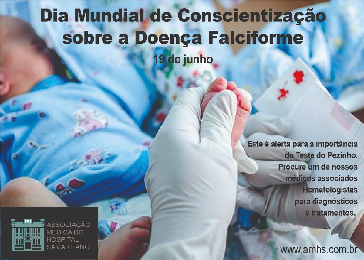 AssocSamaritano's tweet photo. 19 de junho - Dia Mundial de Conscientização sobre a Doença Falciforme. Esta data é uma forma de chamar a atenção para esta enfermidade devido à importância do diagnóstico e do acompanhamento.
#amhsassociacaomedica #amhs_associacao_medica #associacãomédicadohospitalsamaritano https://t.co/fHdeto1LlE
