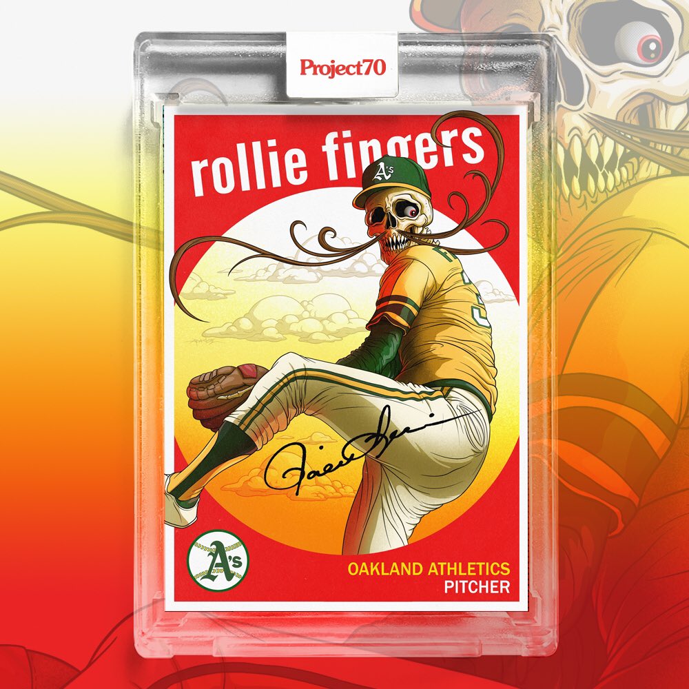 alexpardee's tweet photo. Having a ton of fun creating an entire line of official @Topps baseball cards celebrating an alternate universe of athletes and #Brightmares. Who got my Rollie Fingers yet!? Only 2 days left to grab here https://t.co/ZwUDvstQKc https://t.co/F2uAd7oKHq