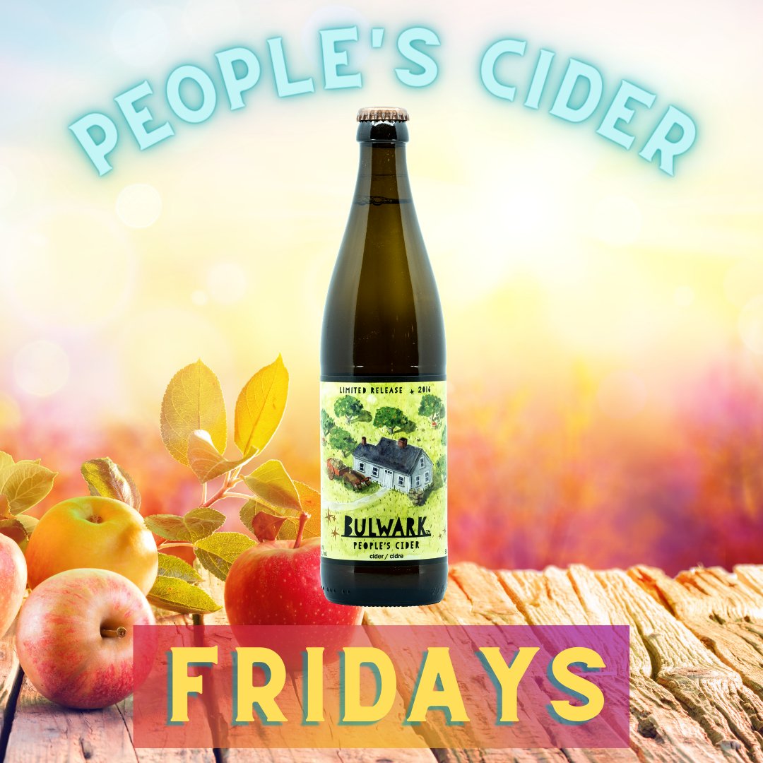 CiderBulwark's tweet photo. Friday nights 5pm to close at Bulwark Cider House in house 500ml People's Cider bottles @ take away prices!  Join us for this delightfully foraged cider and enjoy the summer sunshine in our new backyard patio. $8 - 500ml 🍎🥂🌈 https://t.co/pNVR1QJILY