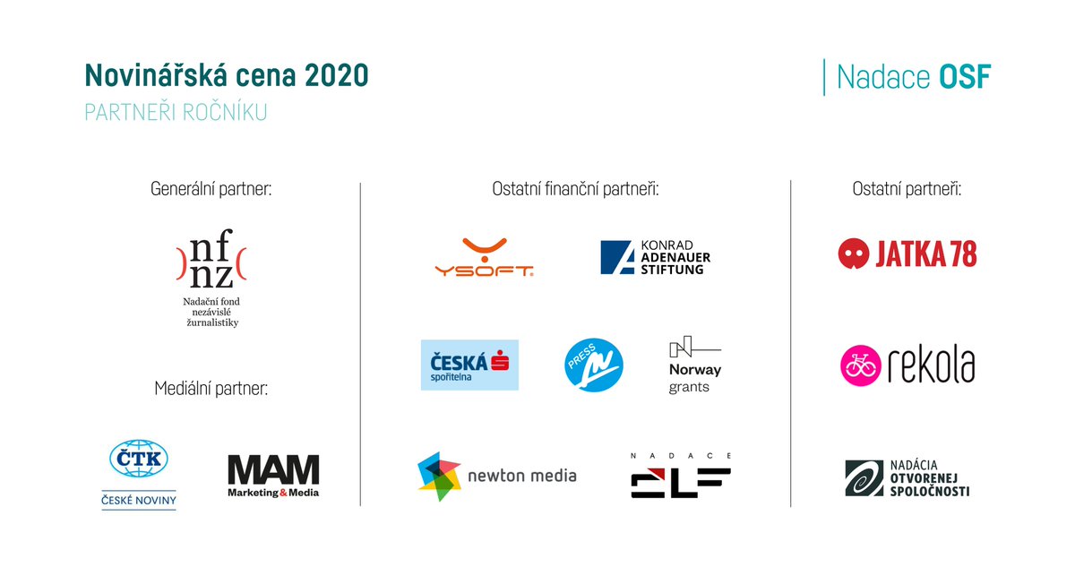 nadaceOSF's tweet image. Obrovské poděkování patří i dalším partnerům, mezi které se řadí: @CTK_cz, @YSoft, @Ceskasporitelna, @NewtonMediaCZ, @KASonline, @czpress, Nadace Český literární fond, Nadácia otvorenej spoločnosti, @EEANorwayGrants, Jatka78, @MarketingaMedia a @RekolaEU. #NC2020
