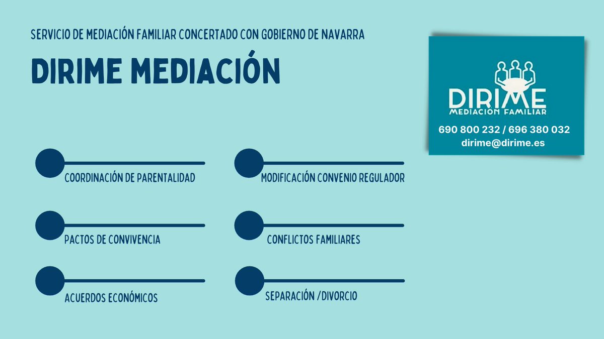 Visítanos: dirime.es 
#Mediación 
#MediaciónFamiliar
#CoordinaciónParental
#Divorcio
#Separación
#Conciliación