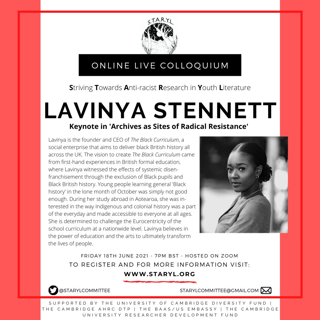 And just like that...tonight at 7pm BST is STARYL's final event! What a way to end the year - a keynote by <a href="/CurriculumBlack/">The Black Curriculum</a>! Join us to hear from the incredible Lavinya Stennett, to celebrate with us, and to learn more about how we plan to share out our resistance archive!