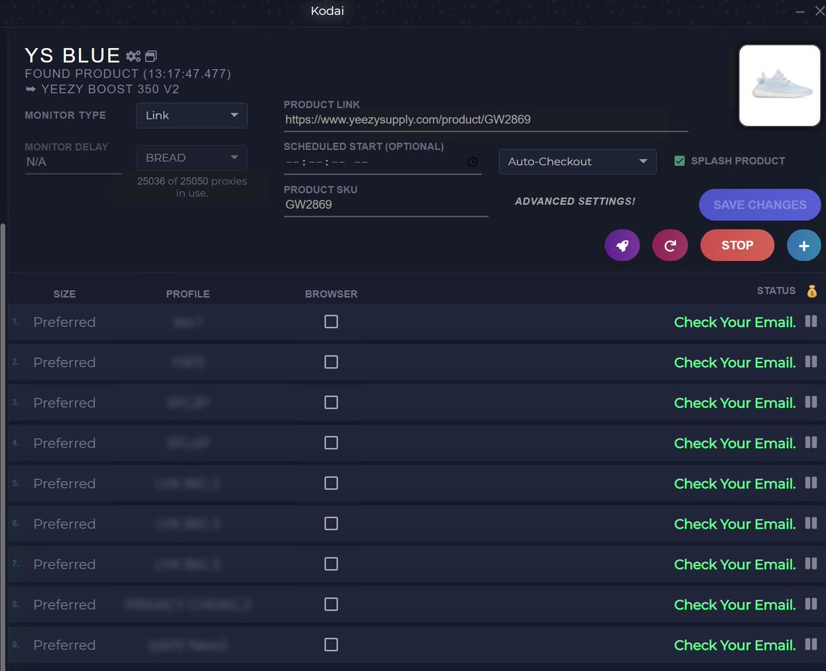 cheng1525766529's tweet photo. Big W today
S/O：
Proxy: @BreadProxy 
Bots: @KylinBot @wrathsoftware @Splashforcebot @MEKRobotics @KodaiAIO 
Group: @MEKNotify @mamikitchencn @hypeallyio @TheOilEdu https://t.co/Dhqokt31Ve