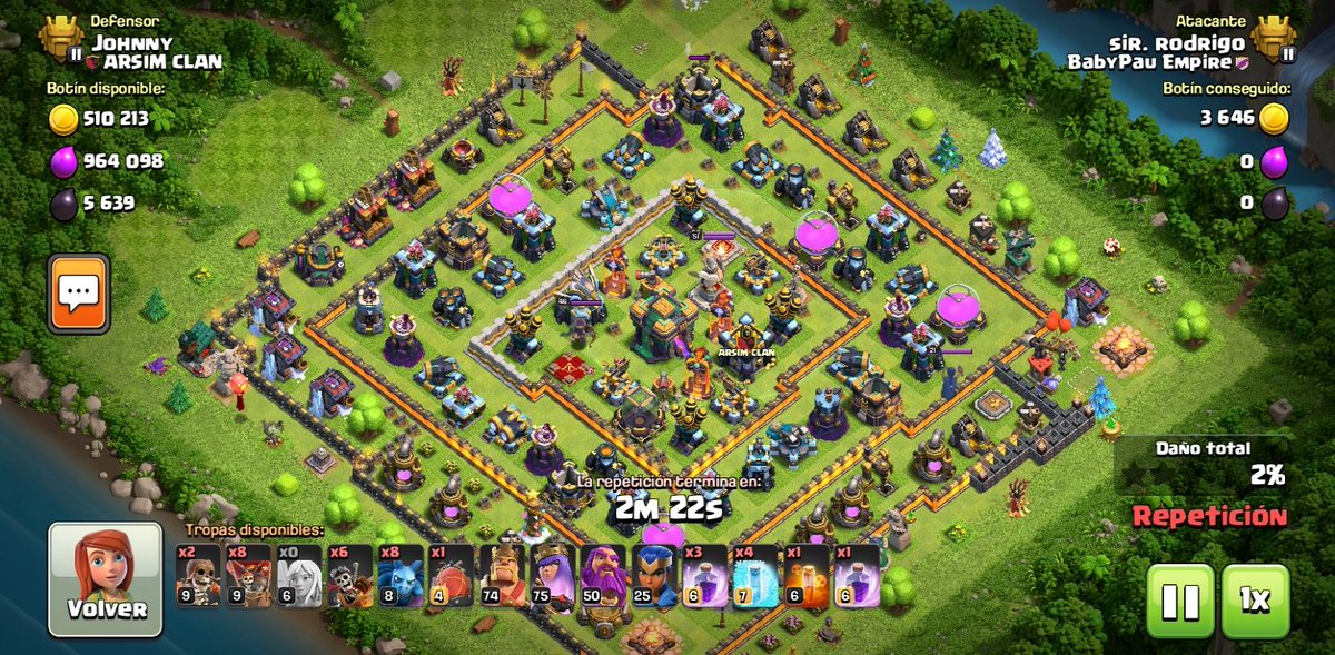 Provando la nueva tropa en th13 y en vicita en el clan de babypau