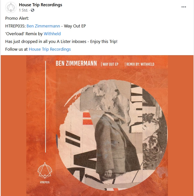 Great news: 
My second EP "Way Out" is ready for preorder soon. Got a remix by the amazing <a href="/Withheld/">wc</a> on board. Thanks to <a href="/RecordingsTrip/">House Trip Recordings</a>  for making this happen, and a big thank you to you all for your support in advance!